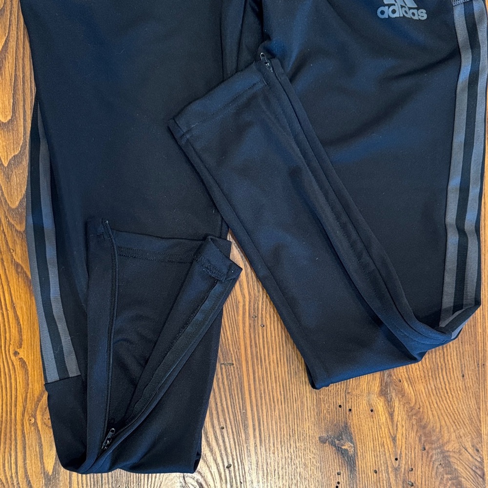 Adidas men’s XS Black Joggers with Gray Stripes - Picture 2 of 4